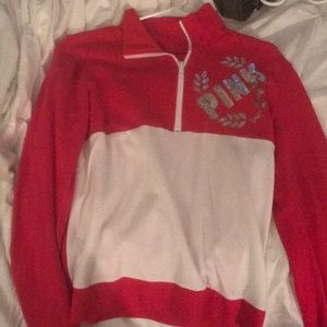 Red and white PINK quarter zip